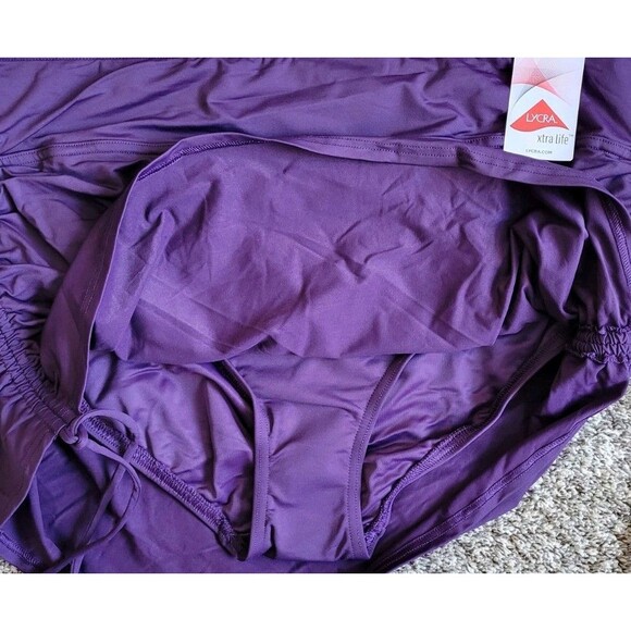 SWIM SKIRT w/ Brief 16 regular Purple TUMMY CONTROL 15" Solid Lands End S428 - Picture 6 of 8
